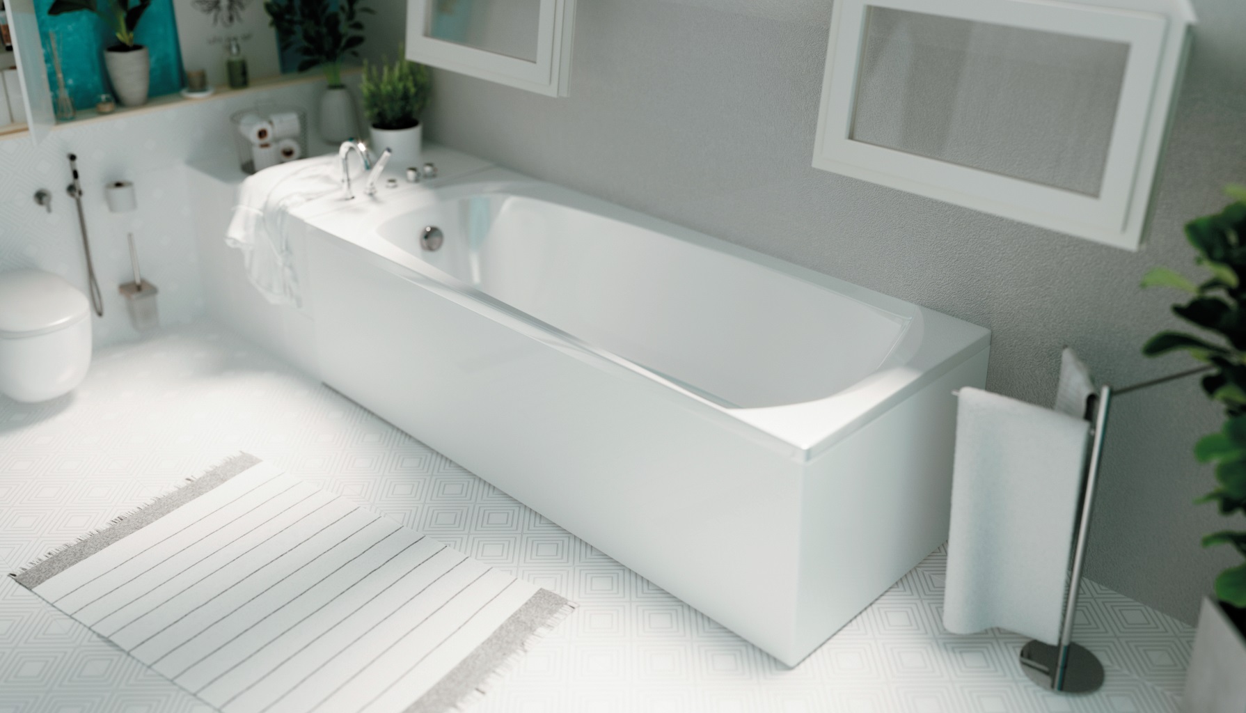 Ванна акриловая 1MarKa Elegance 120x70 01эл1270 белая, размер 120x70, цвет белый - фото 2
