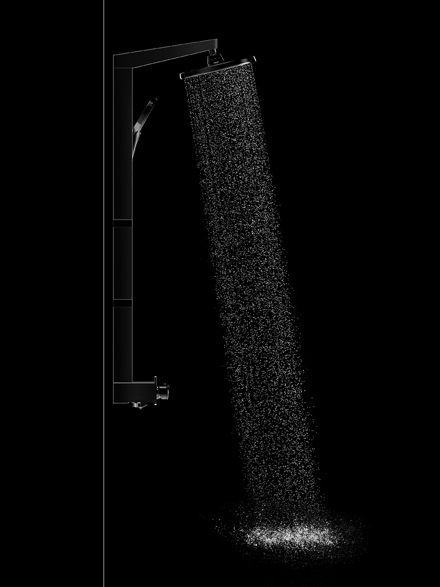 Душевая стойка AQUAme AQM 8005B с изливом и термостатом черный 28000₽