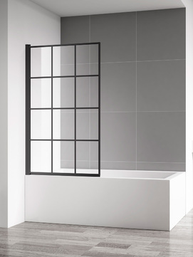 Фото Шторка для ванны AQUAme 80х140 AQM2858-L левая, стекло прозрачное, профиль черный матовый