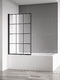 Фото Шторка для ванны AQUAme 80х140 AQM2858-L левая, стекло прозрачное, профиль черный матовый 3
