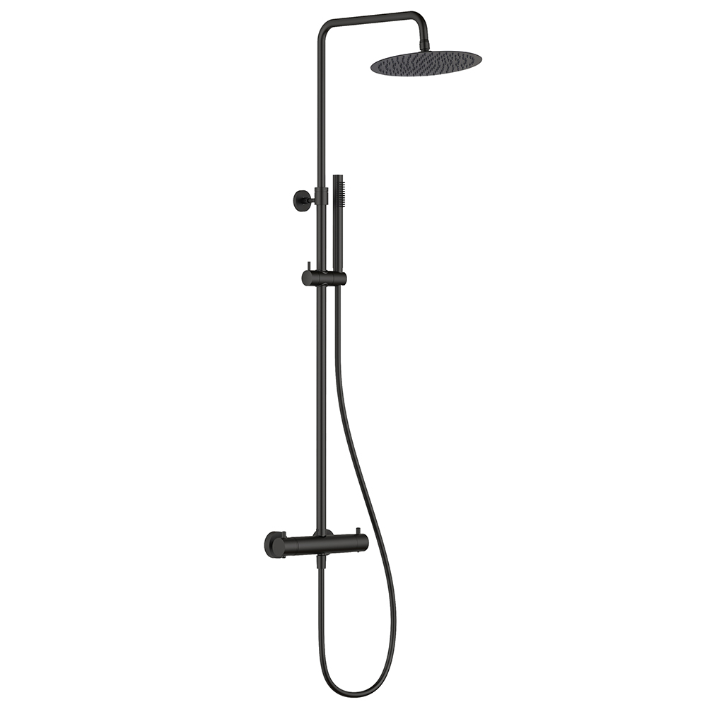 Душевая стойка AQUAme Siena AQM8006MB черный матовый со смесителем и термостатом без излива 49000₽