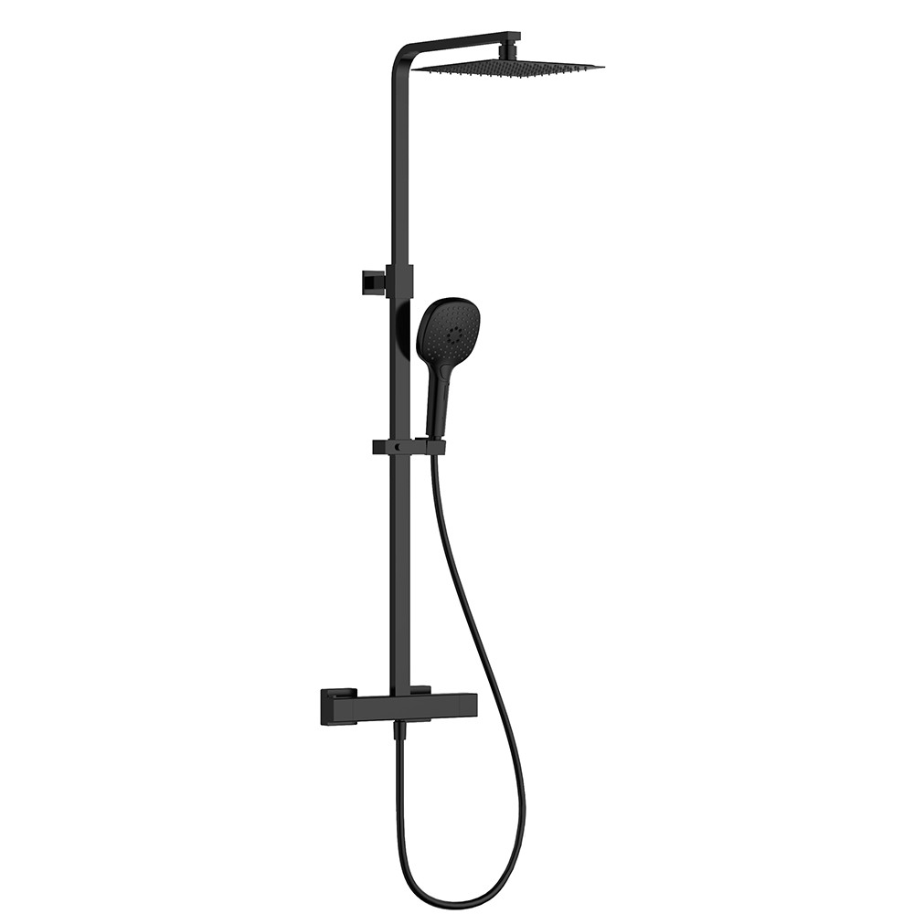 Душевая стойка AQUAme Siena AQM8007MB черный матовый со смесителем и термостатом без излива 55860₽