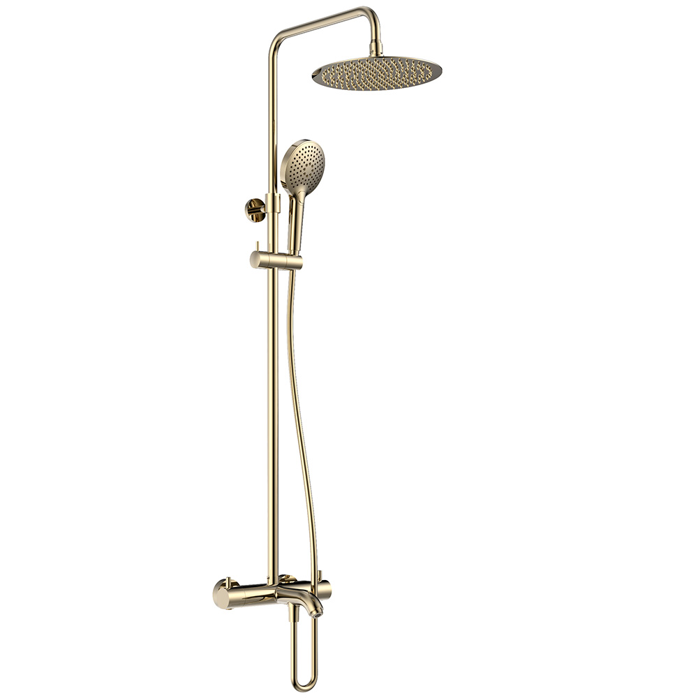 Душевая стойка AQUAme Siena AQM8008GG золото со смесителем термостатом и изливом 53900₽