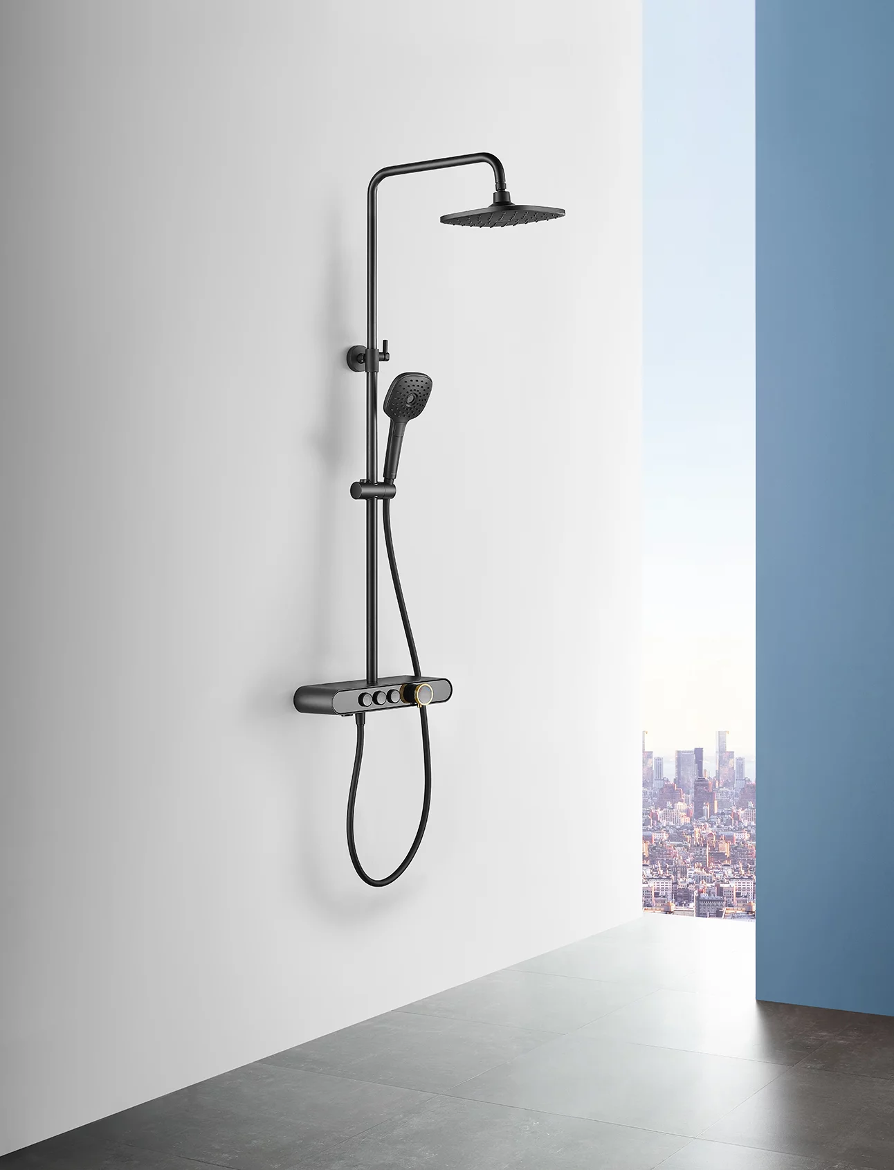 Душевая стойка ARROW AG3323SHMB с термостатом черный матовый 41921₽