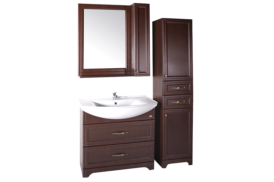Зеркало со шкафчиком ASB-Woodline Берта 85 подвесное 10122, цвет коричневый - фото 3