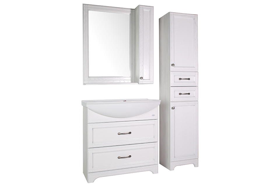 Зеркало со шкафчиком ASB-Woodline Берта 85 подвесное, белый (патина серебро), цвет хром 10122 Берта 85 подвесное, белый (патина серебро) - фото 3
