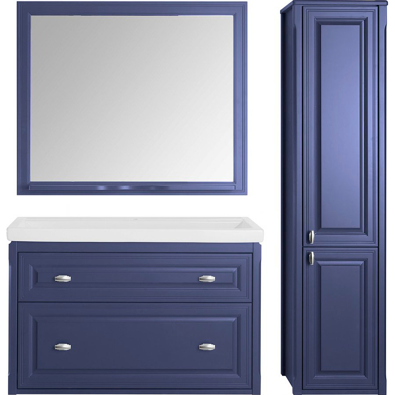 Зеркало ASB-Woodline Кастелло 100 см 12045 подвесное, синее, цвет синий - фото 3