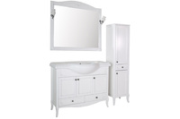 Мебель для ванной ASB-Woodline Салерно 105 напольная, белая (патина серебро)