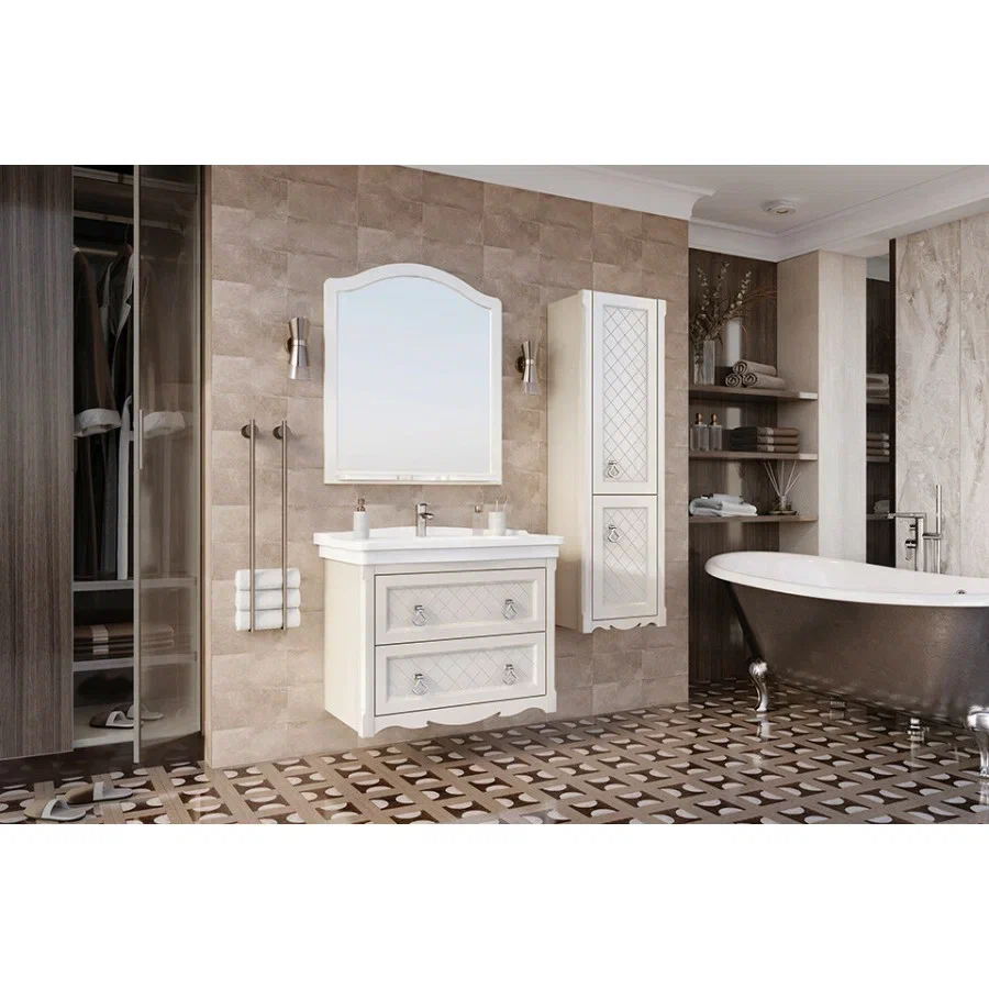 Мебель для ванной ASB-Woodline Верано 80 слоновая кость, цвет белый 11990 - фото 7