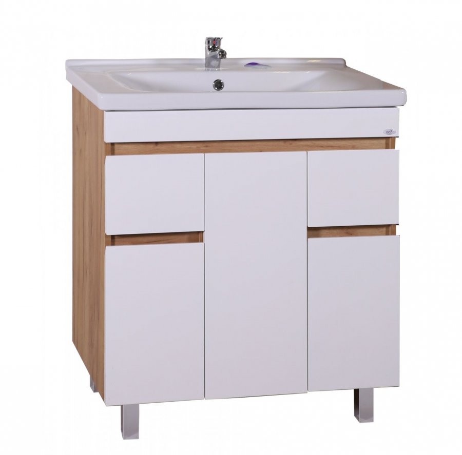 Мебель для ванной ASB-mebel Марко 80 3.2 белый, дуб, цвет хром 10731 - фото 2