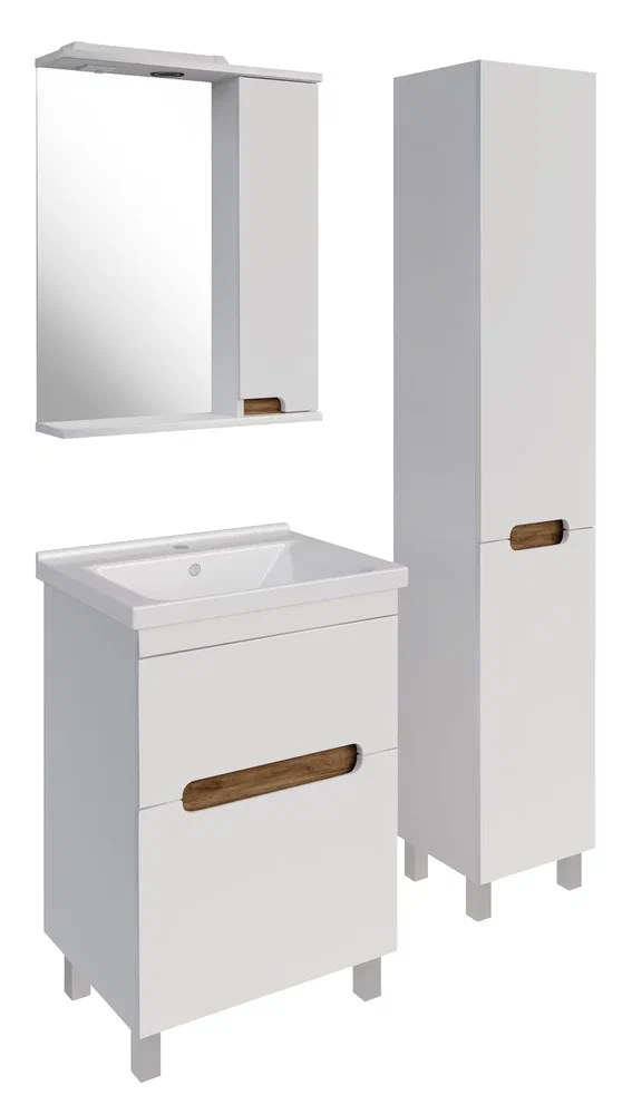 Мебель для ванной ASB-mebel Вита 60 см белый, дуб золото, цвет белый,  дуб золото 9908 - фото 2