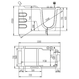 Фото Ванна акриловая Abber 130x70 AB9000 C L с сидением и дверцей, левая, белая