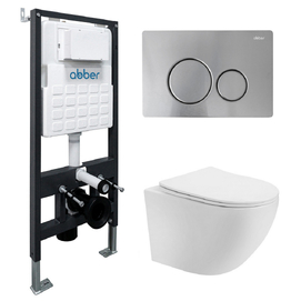 Комплект подвесной унитаз с инсталляцией Abber Bequem AC1100-AC0105-AC0121MCH