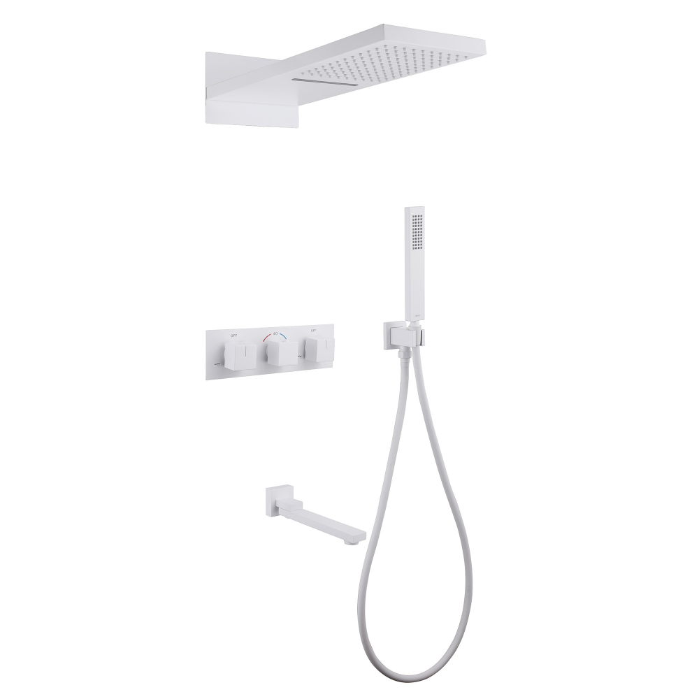 Встраиваемая душевая система Abber Daheim AF8253W с изливом и термостатом белый матовый 121700₽