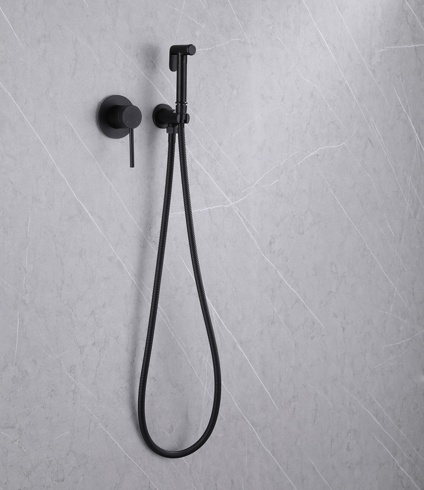 Гигиенический душ со смесителем Abber Emotion AF8825B черный матовый, цвет черная - фото 3