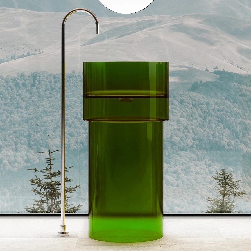 Раковина напольная Abber Kristall 45 см AT2701Emerald зеленая, цвет зеленый