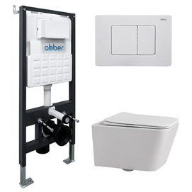 Комплект подвесного унитаза с инсталляцией Abber Rechteck AC1201-AC0105-AC0120MW