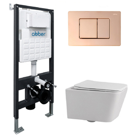 Комплект подвесного унитаза с инсталляцией Abber Rechteck AC1201-AC0105-AC0120RG
