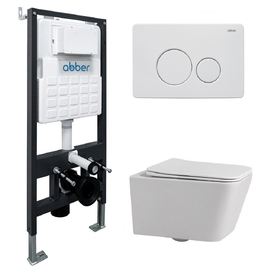 Комплект подвесного унитаза с инсталляцией Abber Rechteck AC1201-AC0105-AC0121MW