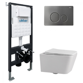 Комплект подвесного унитаза с инсталляцией Abber Rechteck AC1201-AC0105-AC0121NG