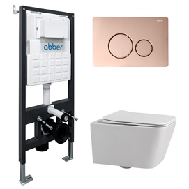 Комплект подвесного унитаза с инсталляцией Abber Rechteck AC1201-AC0105-AC0121RG