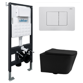 Комплект подвесного унитаза с инсталляцией Abber Rechteck AC1201MB-AC0105-AC0120MW