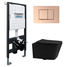 Комплект подвесного унитаза с инсталляцией Abber Rechteck AC1201MB-AC0105-AC0120RG