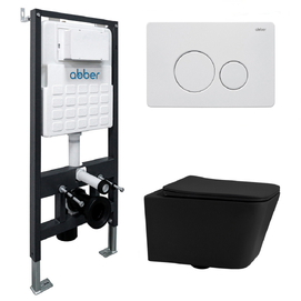 Комплект подвесного унитаза с инсталляцией Abber Rechteck AC1201MB-AC0105-AC0121MW