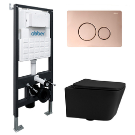 Комплект подвесного унитаза с инсталляцией Abber Rechteck AC1201MB-AC0105-AC0121RG