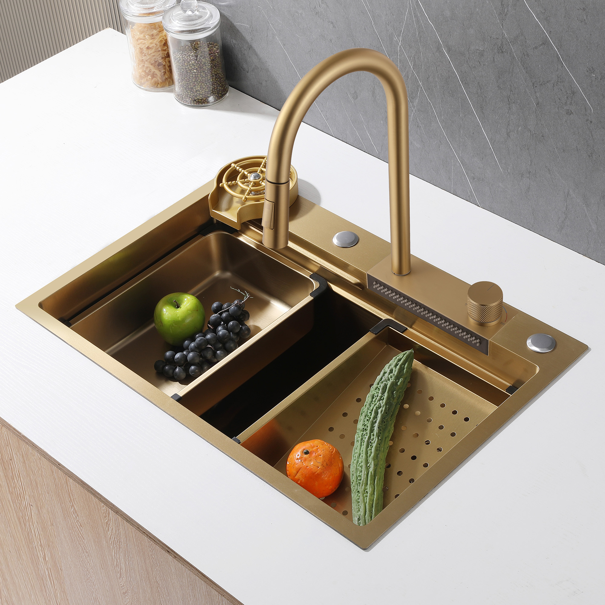 Кухонная мойка Abber Wasser Kreis 68 см AF2194G матовое золото