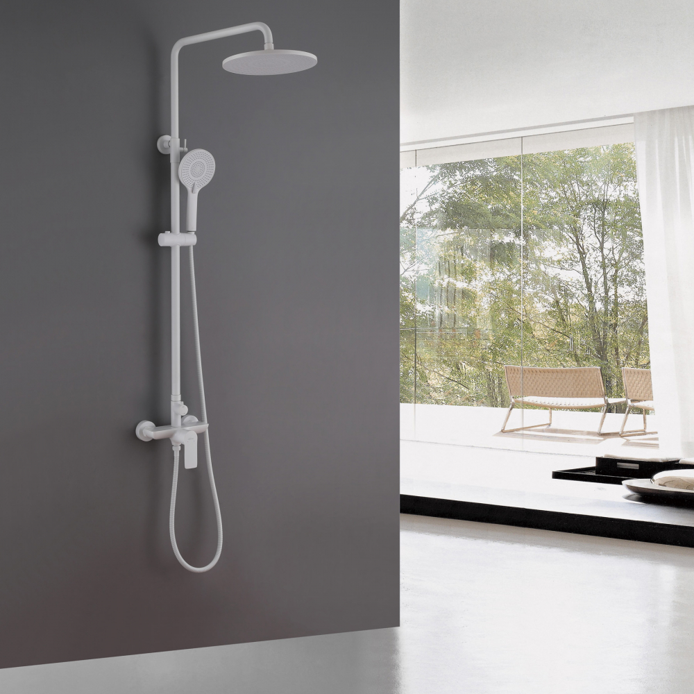 Душевая стойка Abber Weiss Insel AF8020FW без излива белая матовая 29400₽