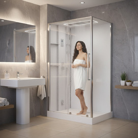 Фото Душевая кабина Acquazzone Viktoria 120SL CHROME с паром 120x90 стекло прозрачное, профиль хром