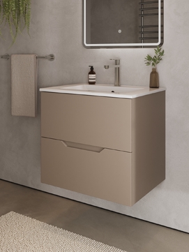 Фото Тумба с раковиной Agger Свит 62 см SWE600ETLT-3610W подвесная, цвет латте матовый