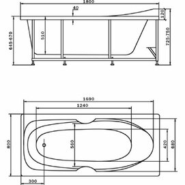Фото Акриловая ванна Aquatek Европа 180x80 EVR180-0000006 белая