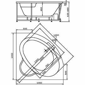 Фото Акриловая ванна Aquatek Калипсо 146x146 KAL146-0000004 белая