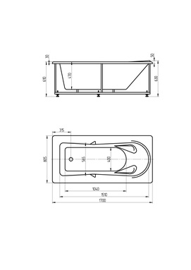 Фото Акриловая ванна Aquatek Леда 170x80 LED170-0000047 белая