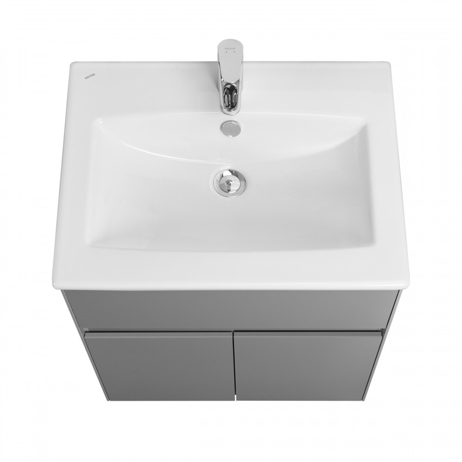 Мебель для ванной Акватон Форест 60 см с дверцами и ящиком, туманный серый, цвет хром 1A278201FR4D0 - фото 5