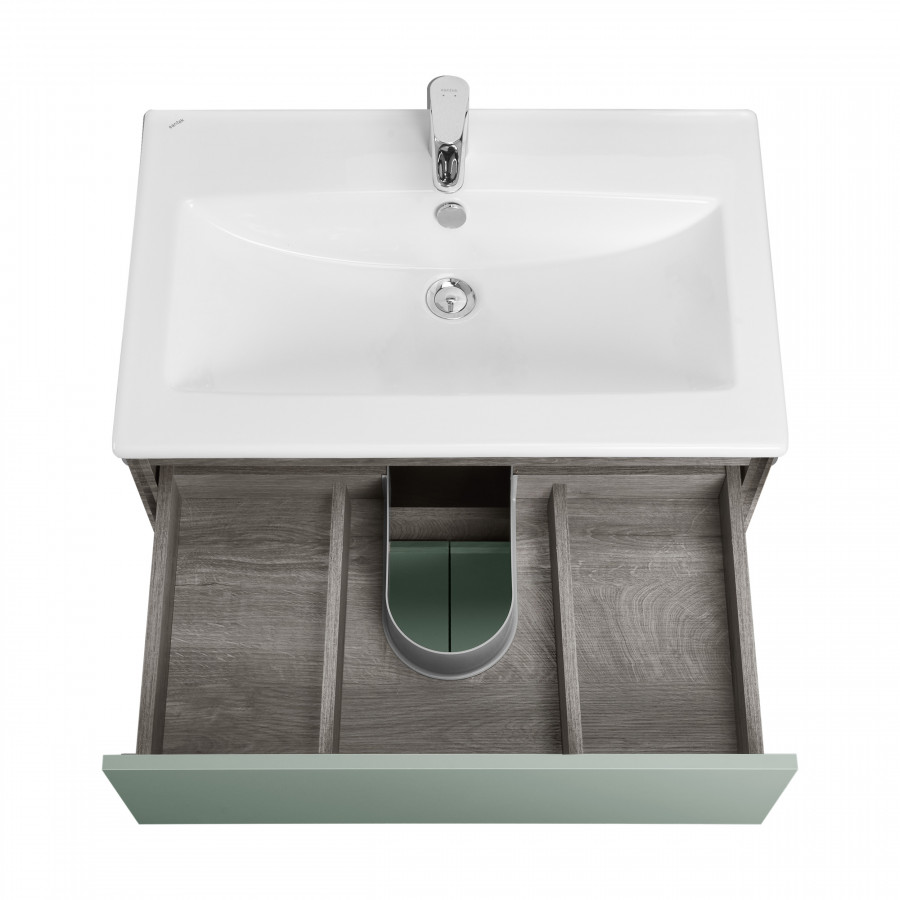 Мебель для ванной Акватон Форест 75 см с дверцами и ящиком, дуб Рошелье, сумеречный голубой, цвет зеленый 1A278301FR9C0 - фото 9