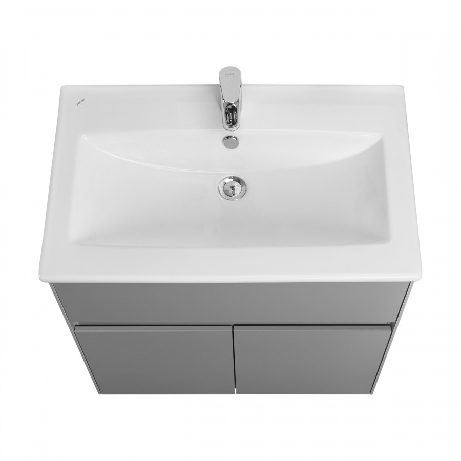 Мебель для ванной Акватон Форест 75 см с дверцами и ящиком, туманный серый, цвет хром 1A278301FR4D0 - фото 5