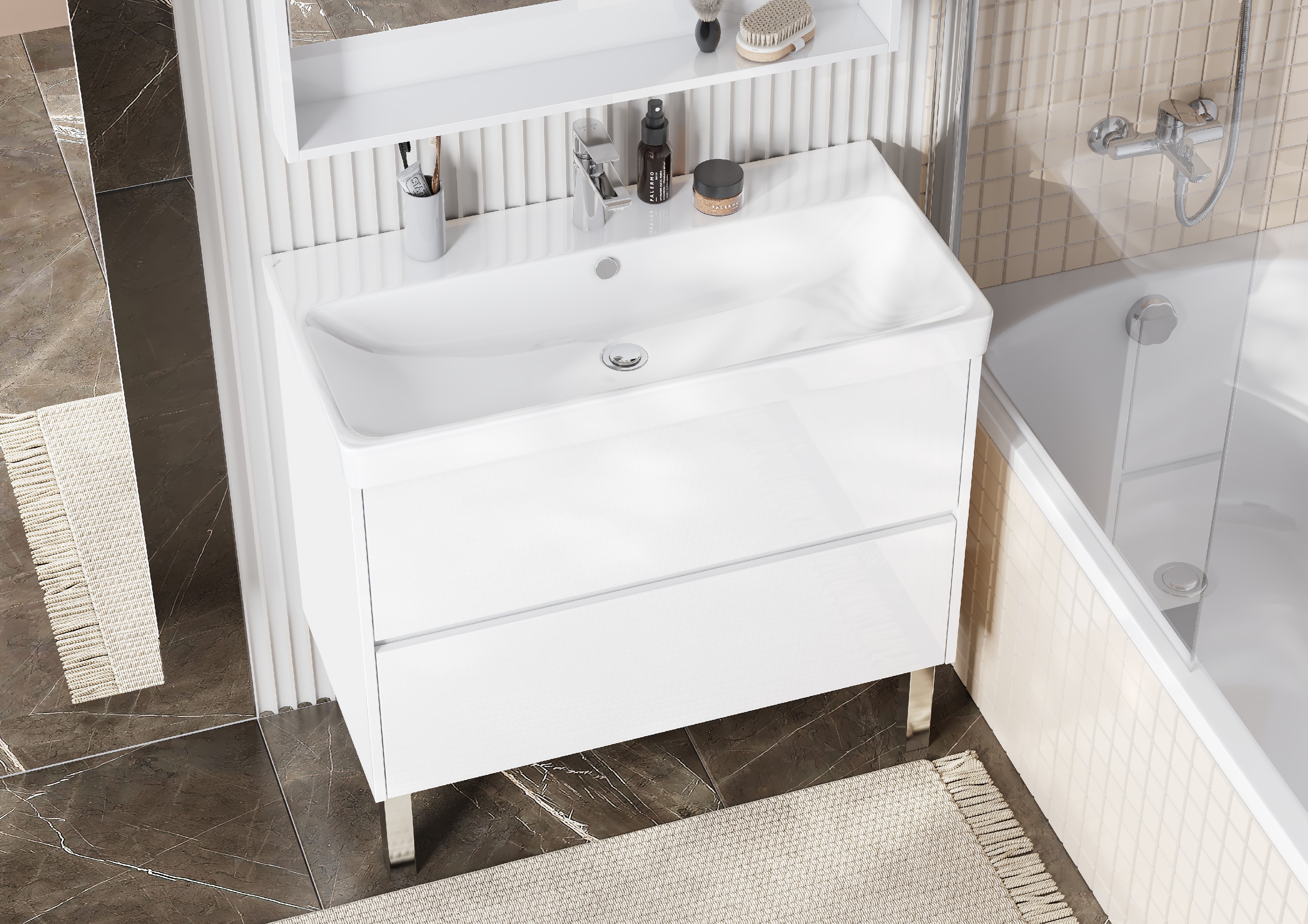 Мебель для ванной Акватон Сканди 90 см белая, цвет белый 1A251901SD010 - фото 2