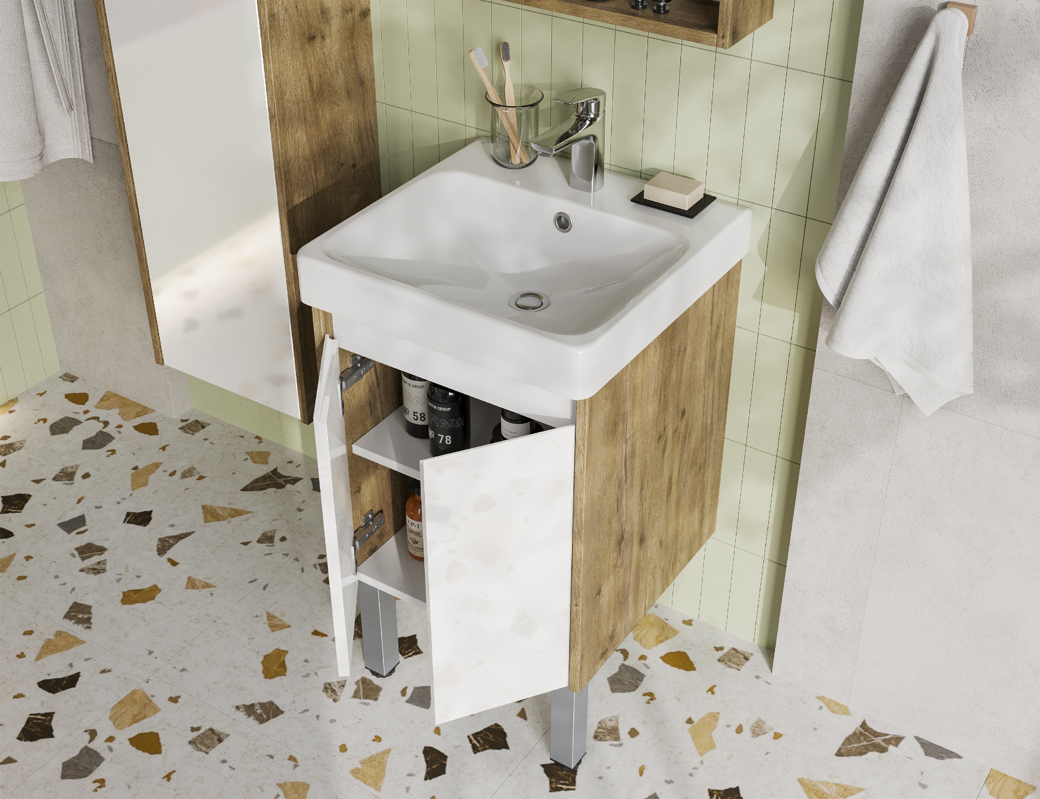 Мебель для ванной Акватон Сканди Doors 45 см дуб рустикальный, цвет коричневый 1A278701SDZ90 - фото 2