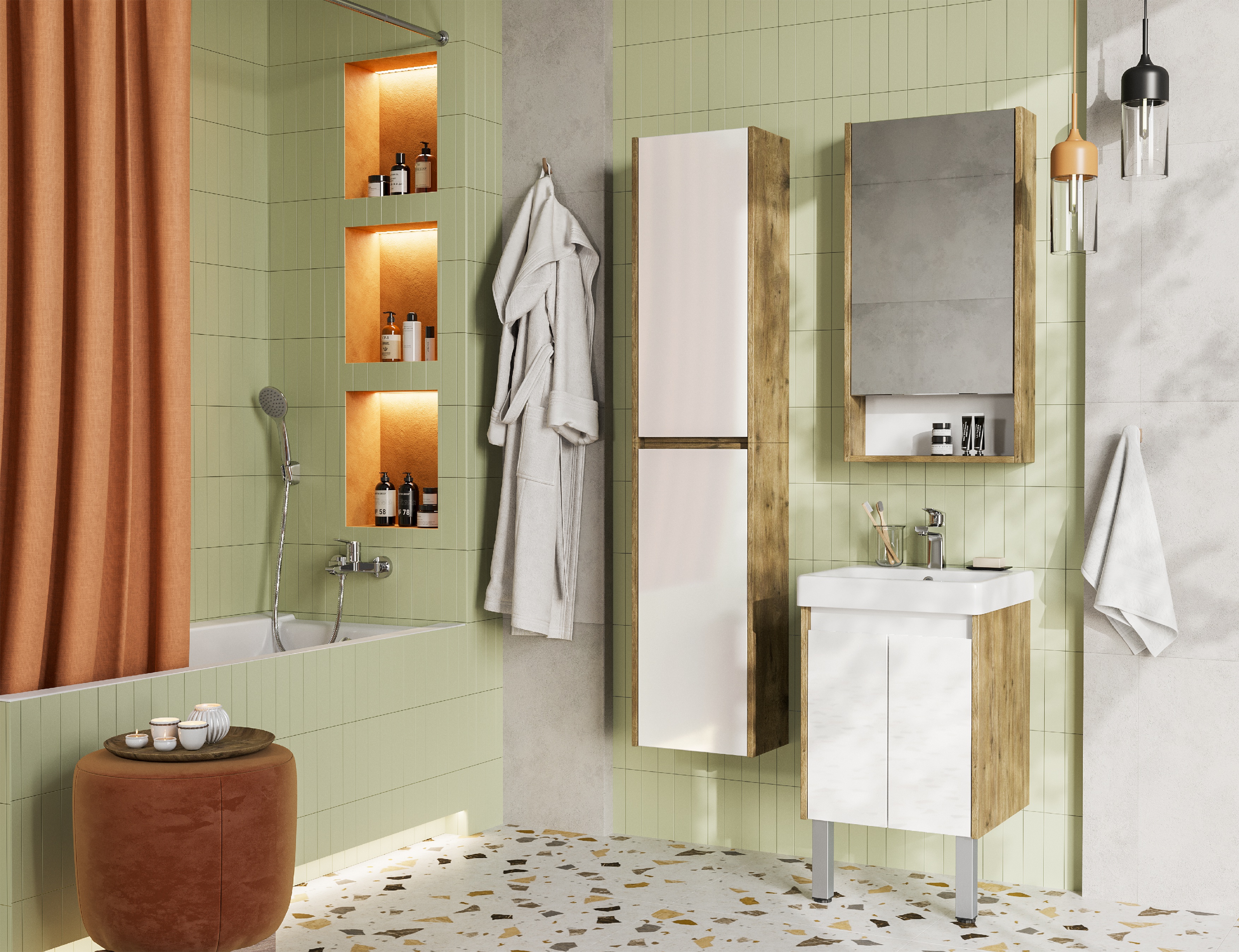 Мебель для ванной Акватон Сканди Doors 45 см дуб рустикальный, цвет коричневый 1A278701SDZ90 - фото 3