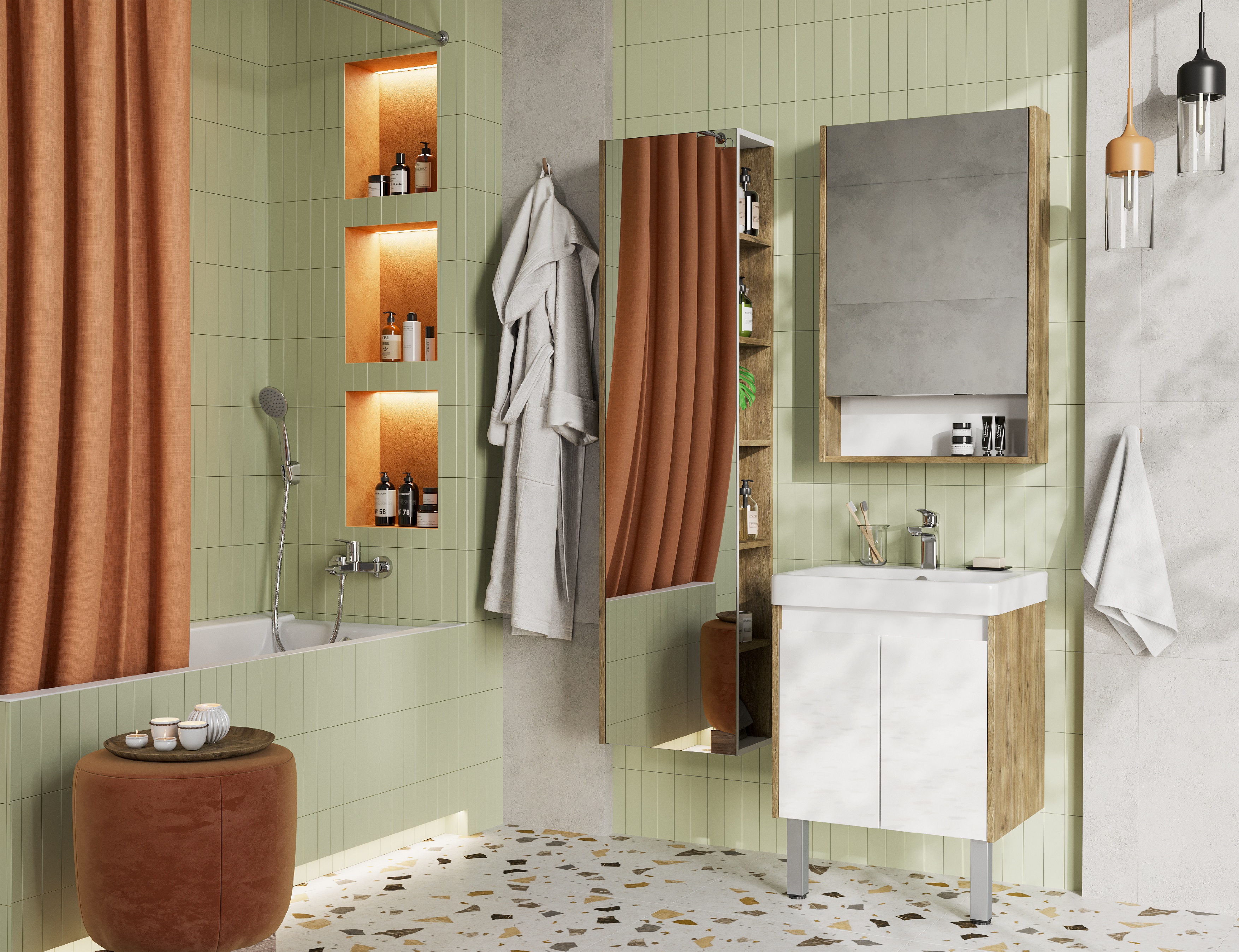 Мебель для ванной Акватон Сканди Doors 55 см дуб рустикальный, цвет коричневый 1A278801SDZ90 - фото 2