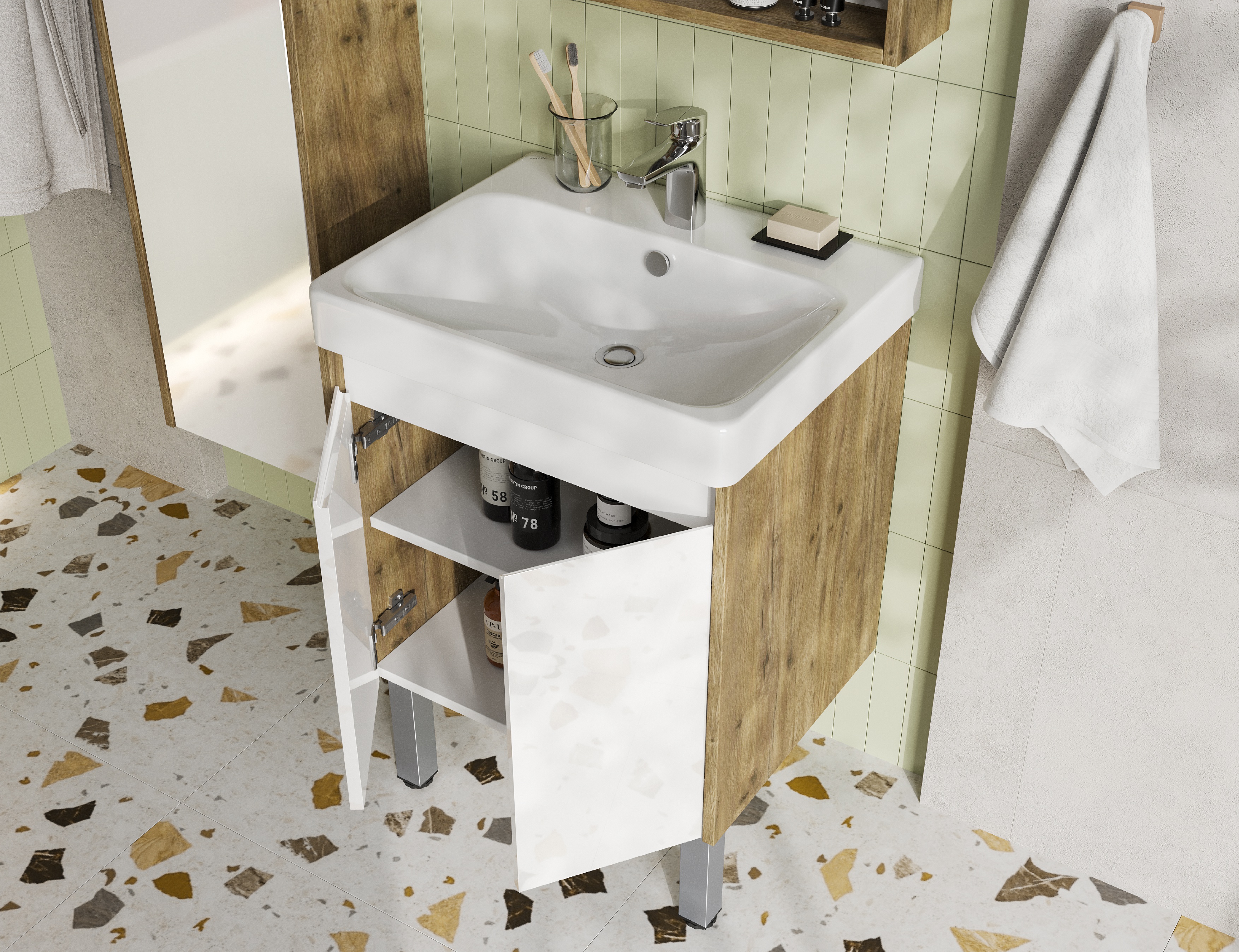 Мебель для ванной Акватон Сканди Doors 55 см дуб рустикальный, цвет коричневый 1A278801SDZ90 - фото 3