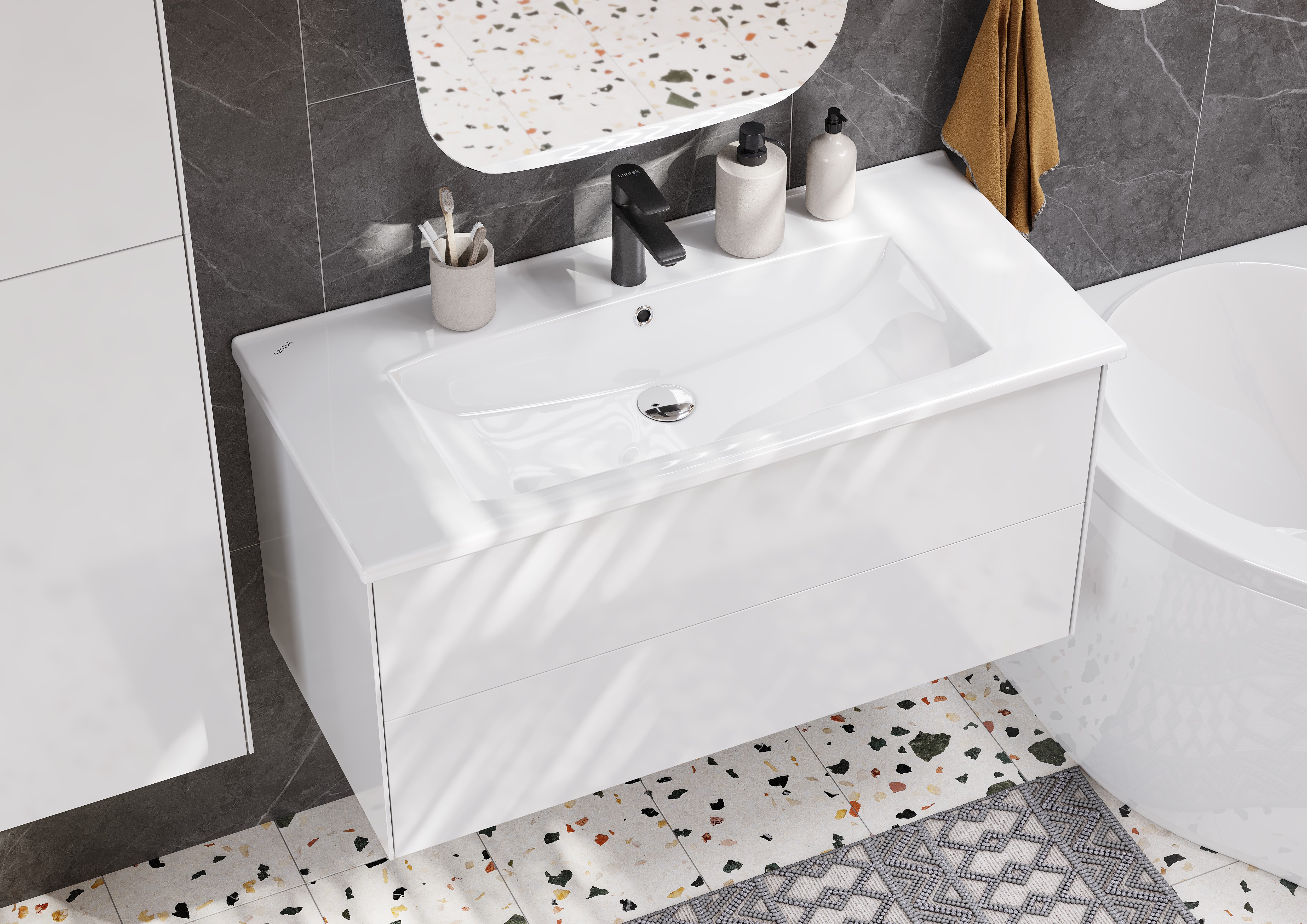 Мебель для ванной Акватон Сохо 100 см белая глянцевая, цвет белый 1A258201AJ010 - фото 2