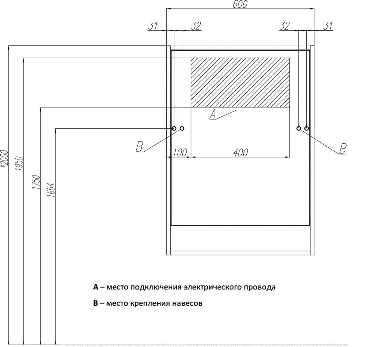 Зеркальный шкаф Акватон Капри 60 Таксония темная 1A230302KPDB0, цвет белый - фото 2