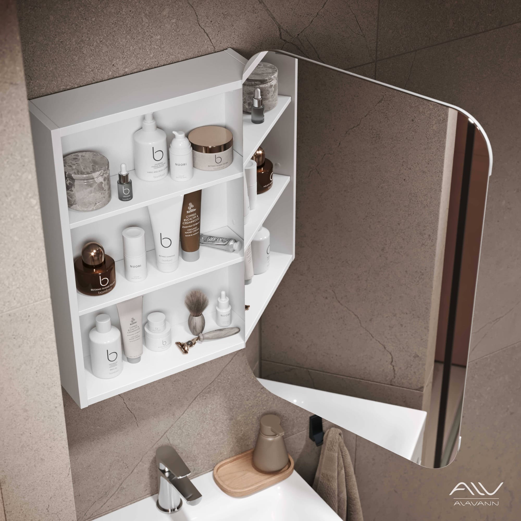 Зеркальный шкаф Alavann Cosmetic 50 см ALV0769001 белый 7100₽