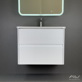 Тумба с раковиной Alavann Wave 105 см белая, подвесная