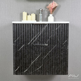 Тумба с раковиной Alavann Anna 60 см черный мрамор, подвесная