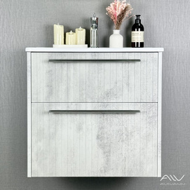 Тумба с раковиной Alavann Emma 60 см серый бетон, подвесная